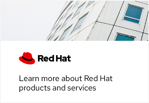 Red Hat logo between and image and text with appropriate clear space.