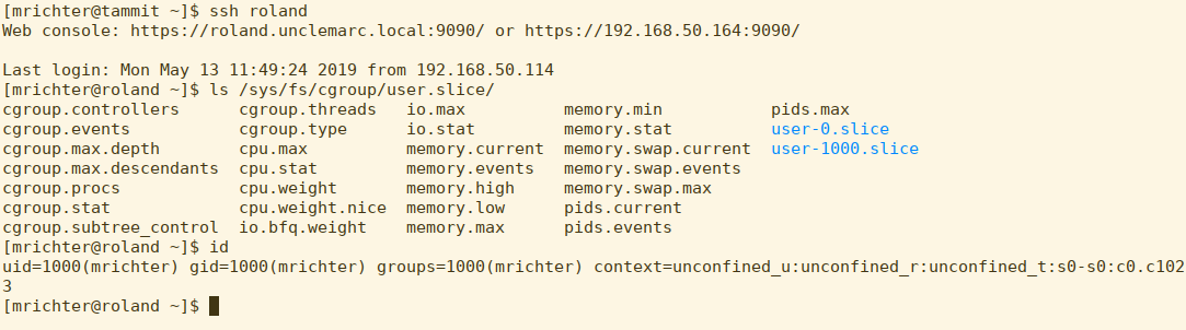 A new subdirectory has been created for user-1000.slice, which matches my current UID