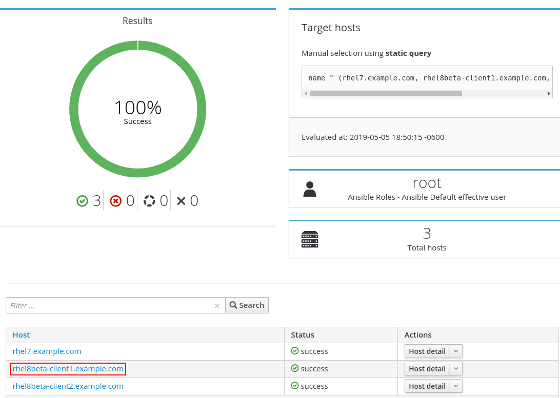 Results of running Ansible Playbooks