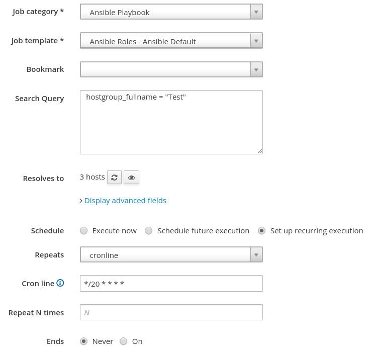 Defining a new job for Ansible