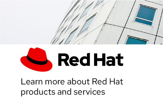 The Red hat logo used on a web card without proper clear space and margins, nearly touching the photograph and the text in the card.