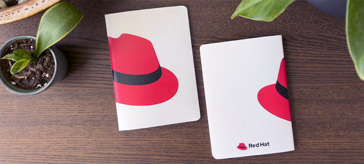 The hat being on the front and back of a notebook.