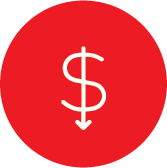 dollar sign icon with a down arrow running through it