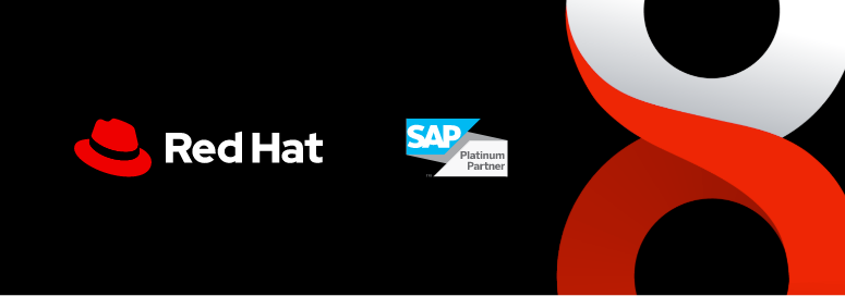 Logotipos da Red Hat e SAP com imagem do RHEL