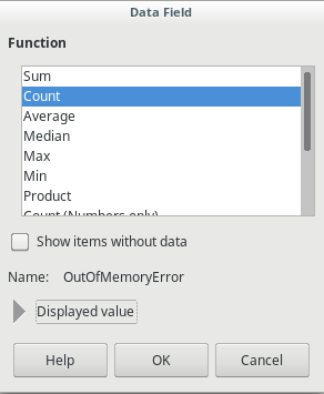 Changing data fields to count instead of sum