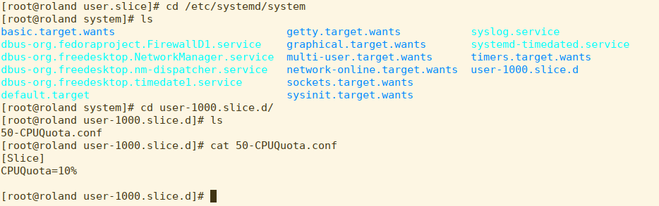 we can see that there is a drop-in file for this user slice that has been created by that mean system administrator