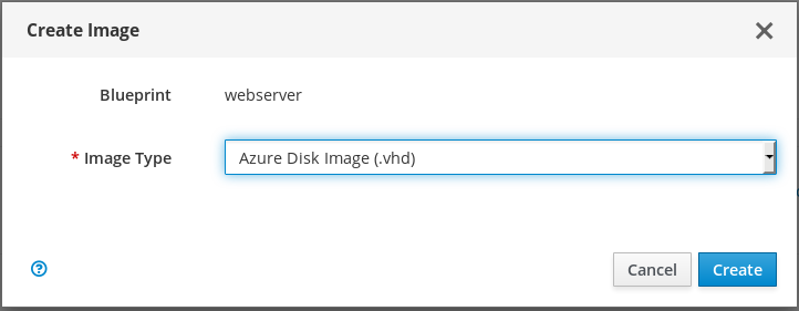 select “Azure Disk Image (.vhd)” as Image Type