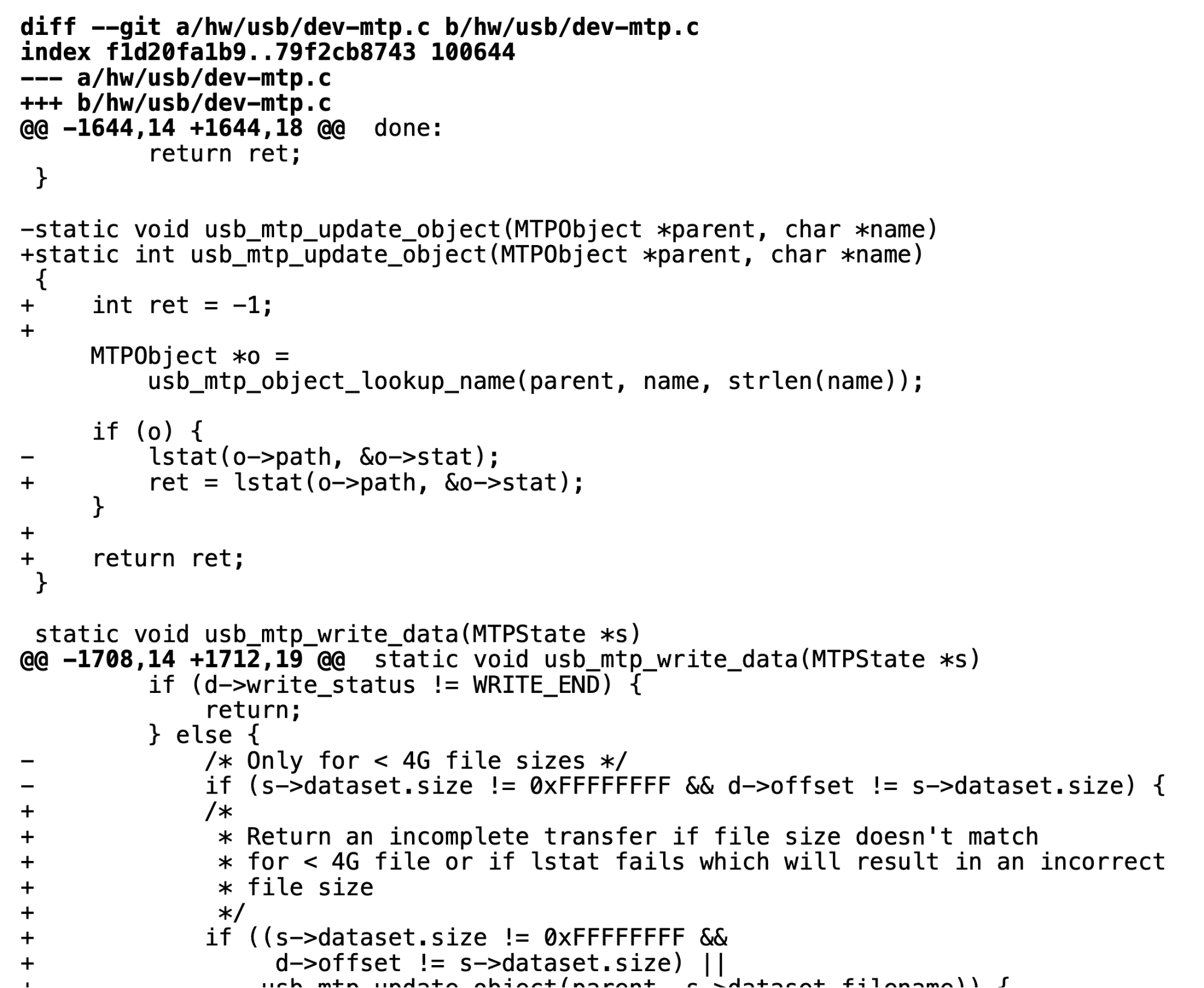 Figure 3: Fixing improper usage of return values, spotted by static analysis