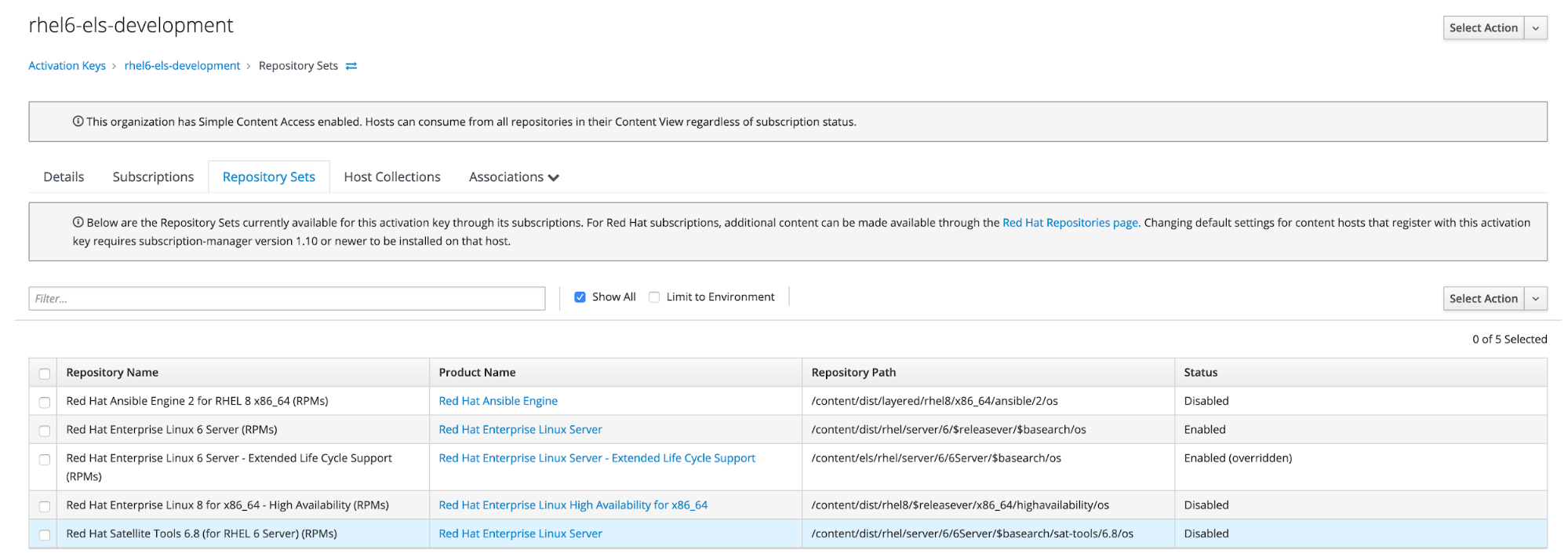 ELS repository set to enabled