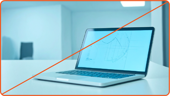 Image showing misuse: Realistic scene of a laptop on a desk.
