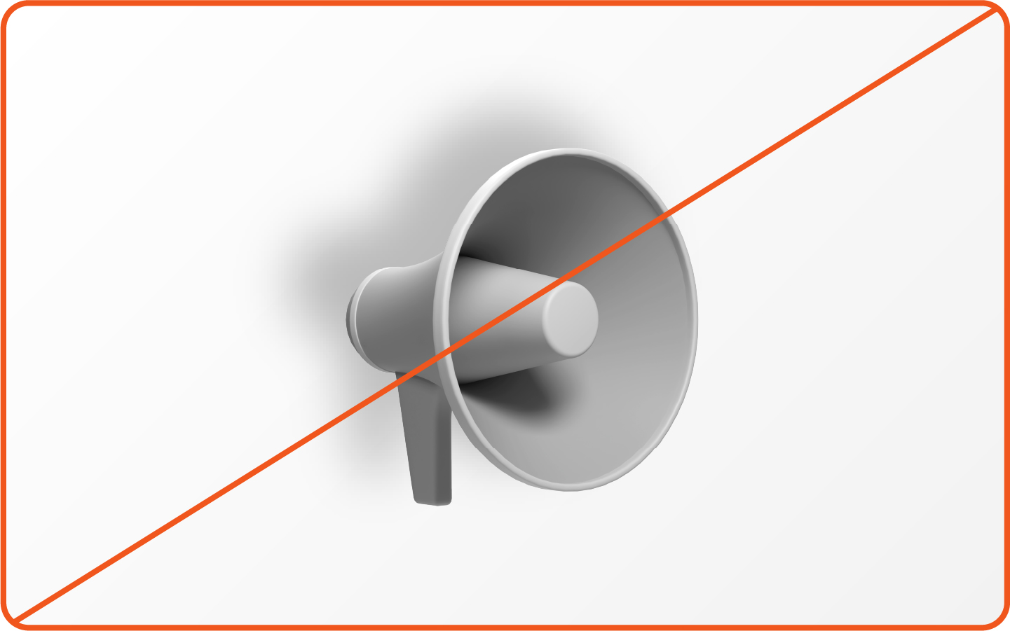 Image showing misuse: A 3D megaphone with lighting coming from the upper left and a drop shadow cast towards the upper left.