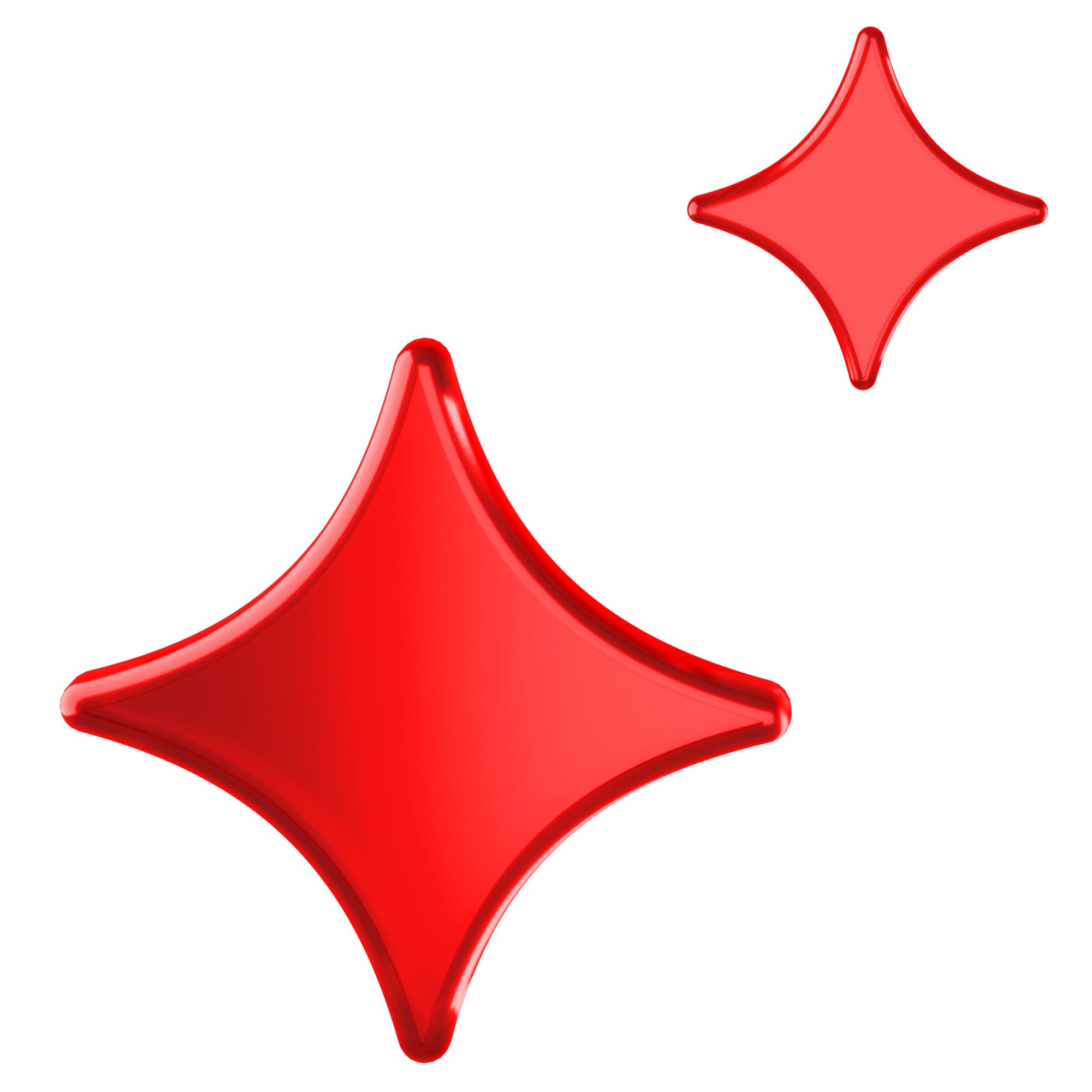 Red 3D sparkle representing AI