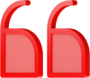 A pair of red, 3D-styled quotation marks