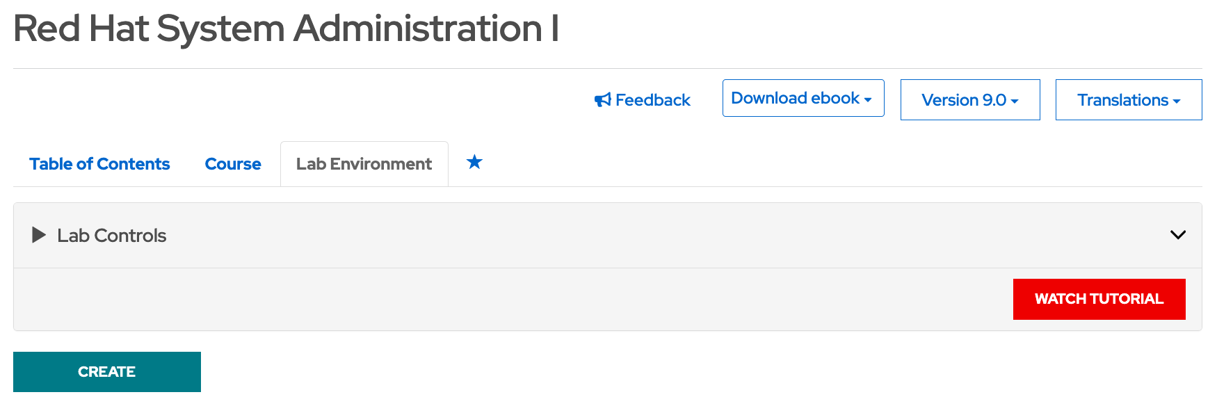 Image of lab environment page in RHLS Developer