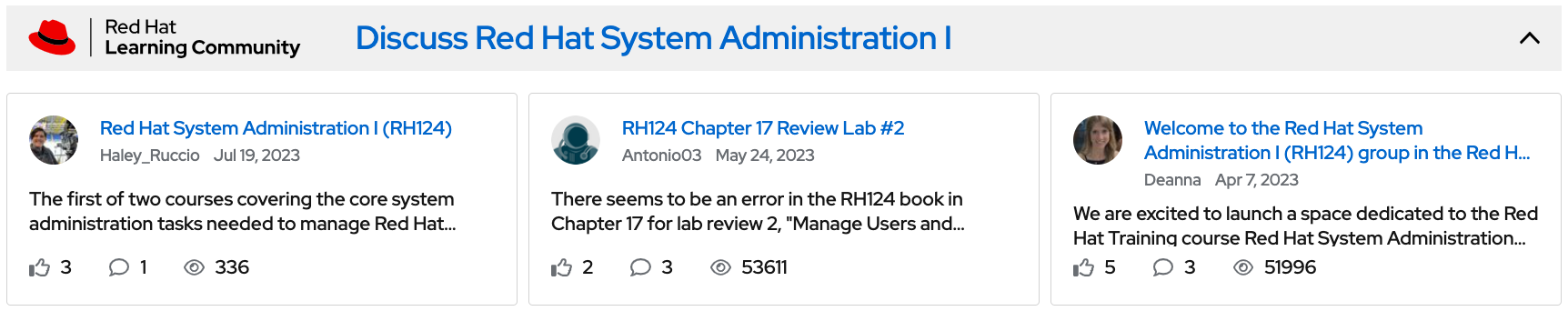 Image of course group in  Red Hat Learning Subscription Premium