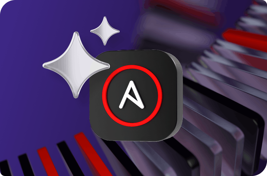 Red Hat Ansible Automation Platform logo, a stylized 'A', with silver sparkles