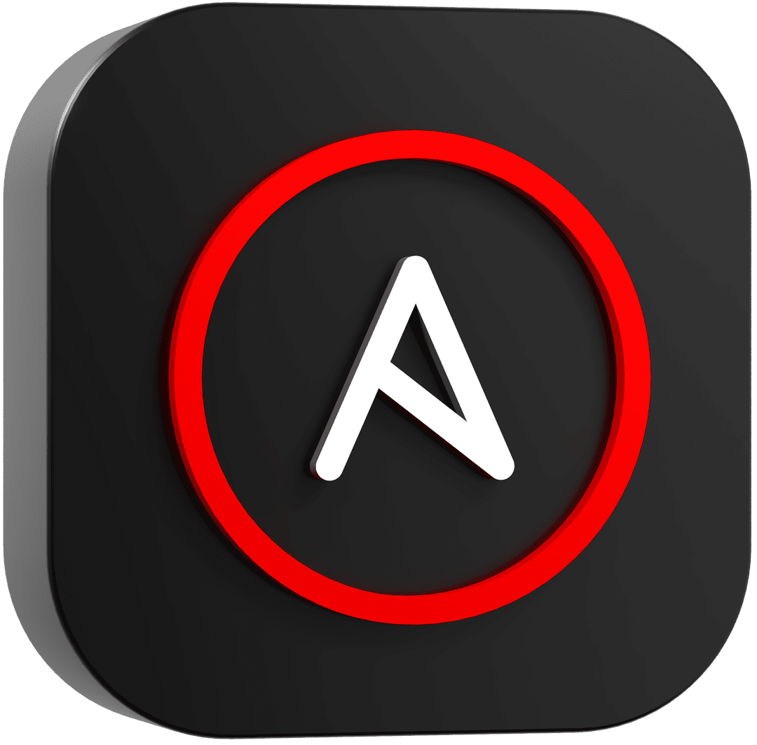 White letter A in a red circle on 3D platform