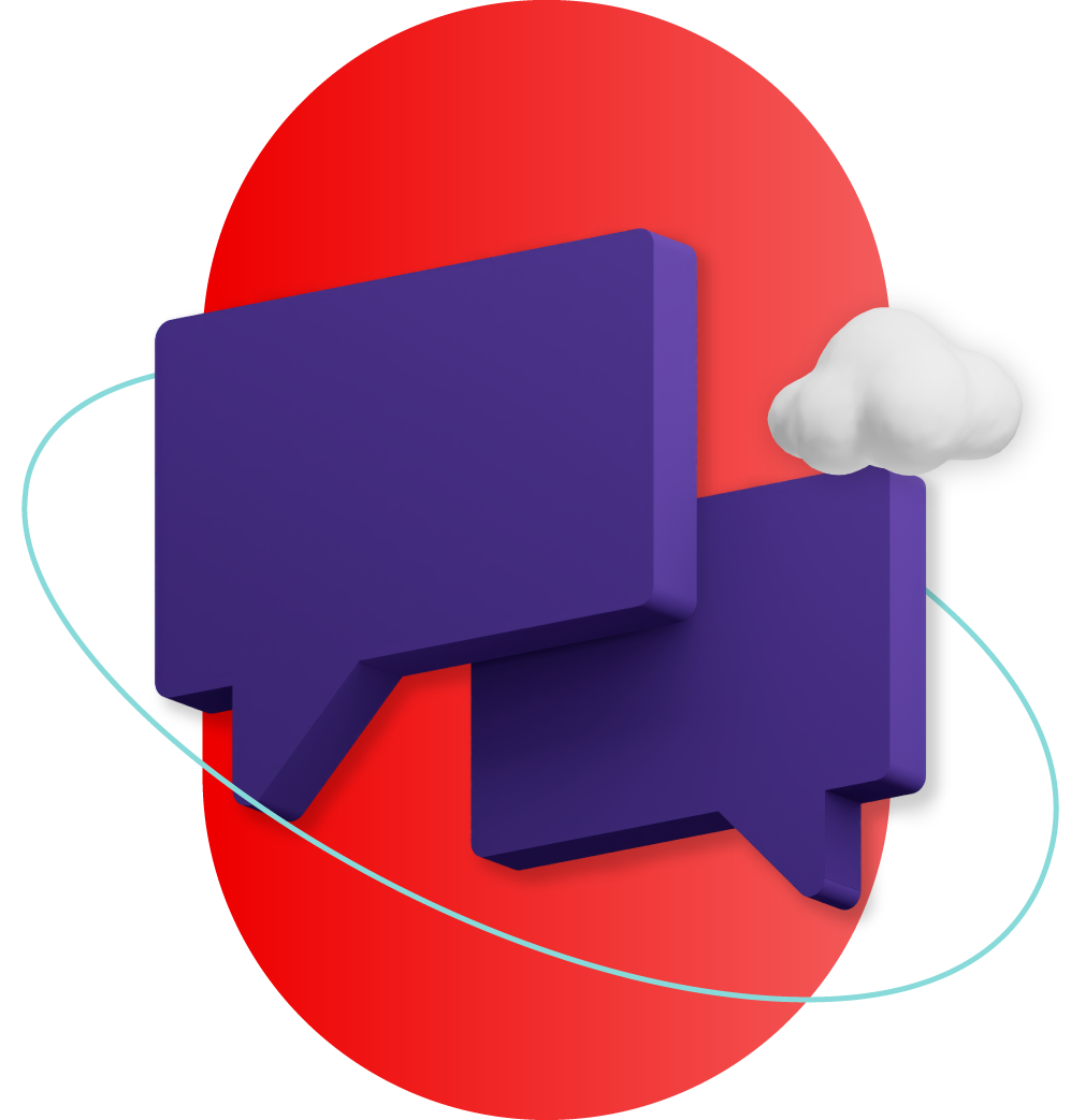 Chat bubbles on a red background