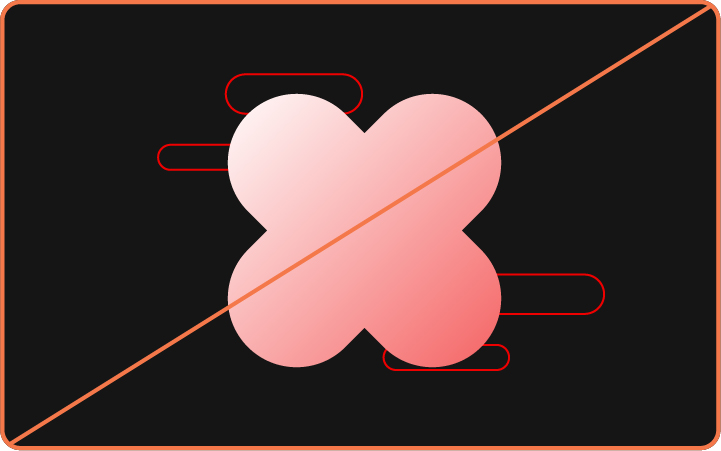 Image showing misuse: Two pill base shapes have been combined and rotated to look like an X symbol.