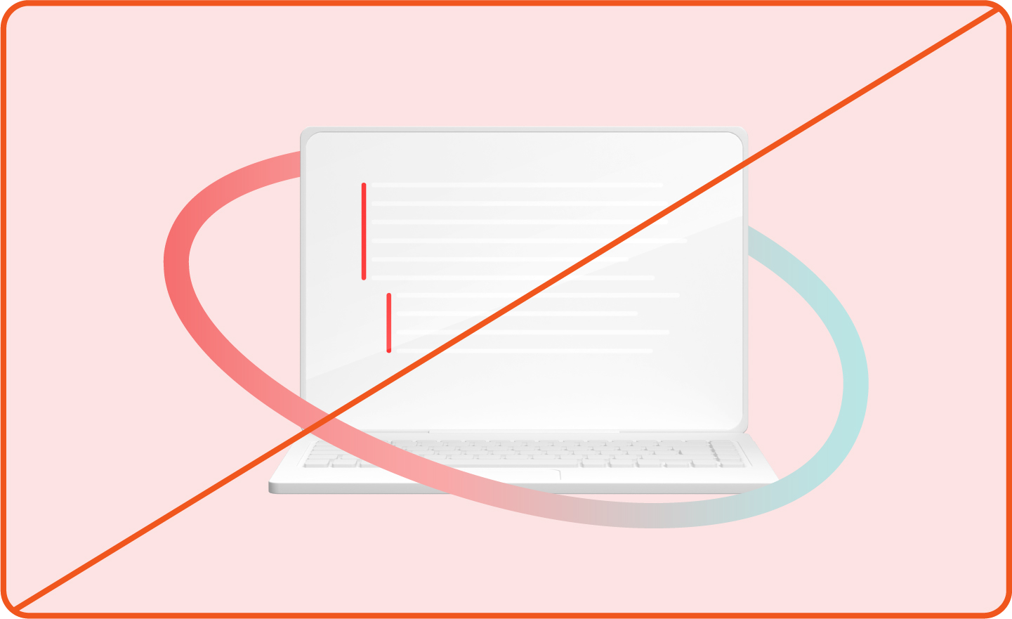 Image showing misuse: A stroke line surrounding a 3D object of a laptop. The stroke line is very thick.
