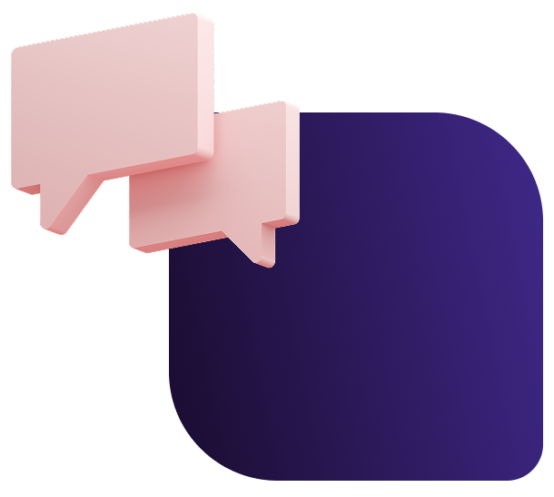 Speech bubbles on purple square