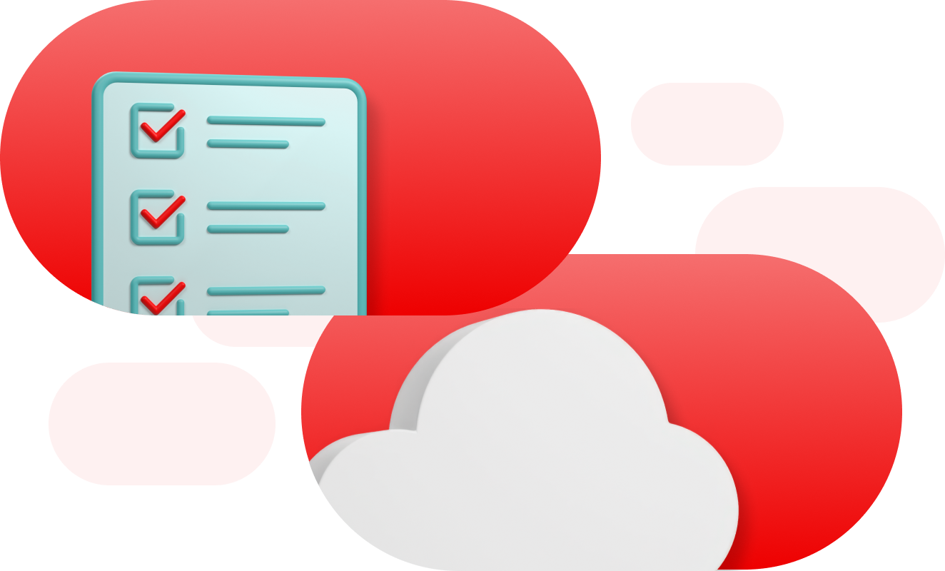 A checklist and cloud icon symbolizing management of cloud services