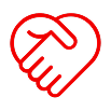 Red icon of two hands shaking to form a heart, representing a Partner Ecosystem
