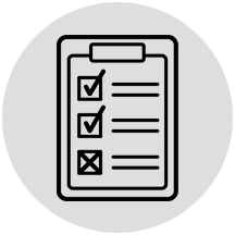 Checklist icon on gray circle background