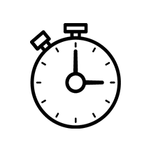Stopwatch icon on white circle background