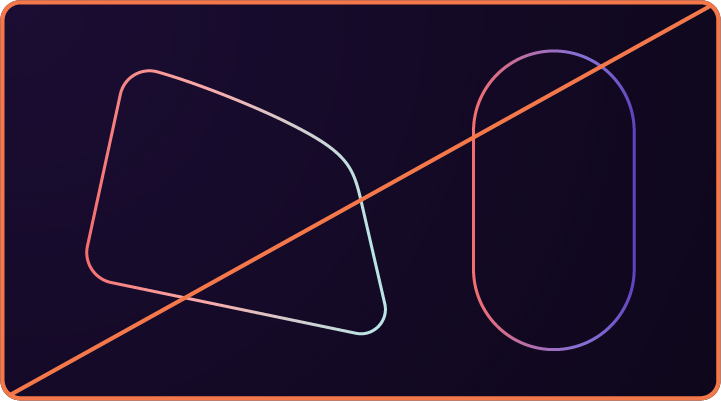 Example of misuse: Base shapes using hybrid style red-to-teal and red-to-purple gradients.