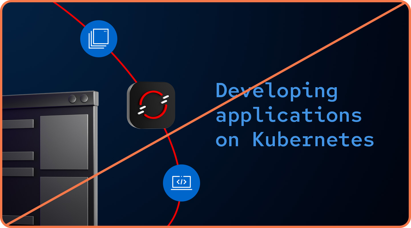 Example of misuse: A Red Hat Developer image about developing applications using Kubernetes that uses blue as an accent color to match the Kubernetes open source community branding.