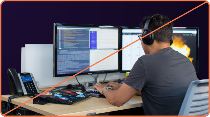 Example of misuse: A Red Hat photo that was not taken as part of developer branding cut out and edited like a developer photo.
