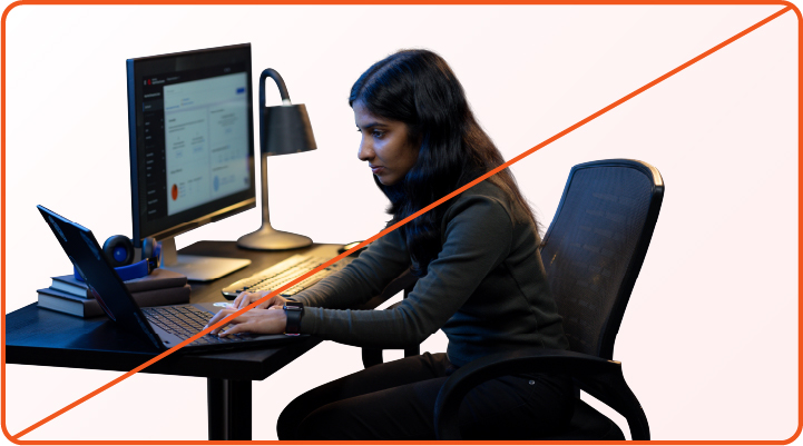 Example of misuse: A developer photo placed on a light red background.