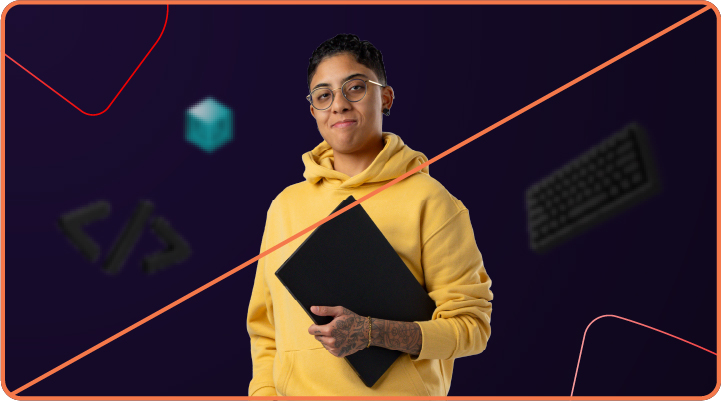 Example of misuse: A hybrid style studio portrait combined with Red Hat Developer imagery.