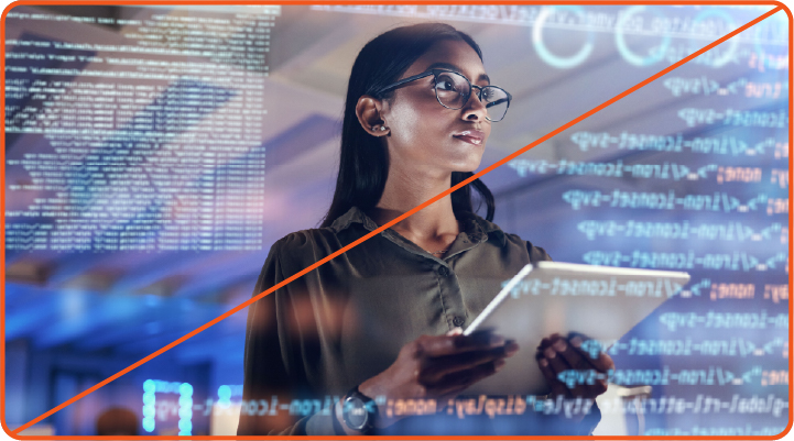 Example of misuse: A stock photo with blue digital text edited on top.