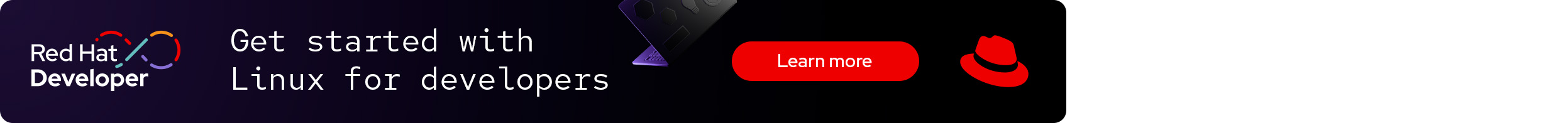 A banner ad inviting developers to get started with Linux.