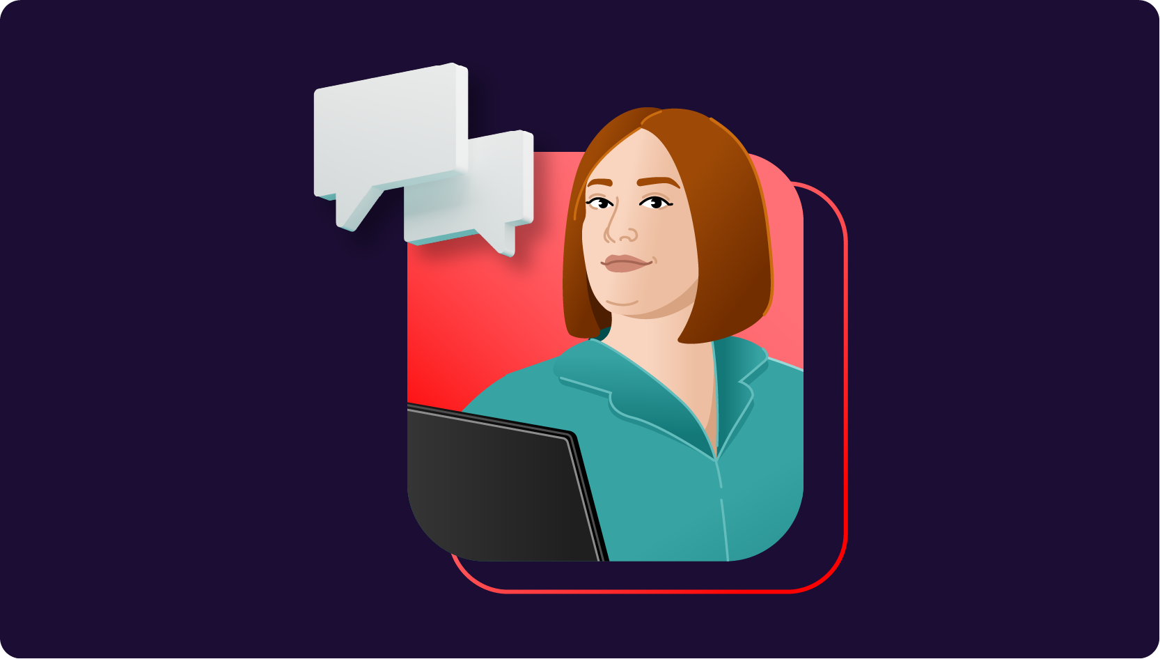 Hybrid style collage with a people illustration of a woman.