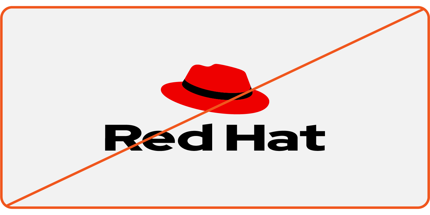Image showing misuse: The Red Hat logo, stretched and distorted horizontally.