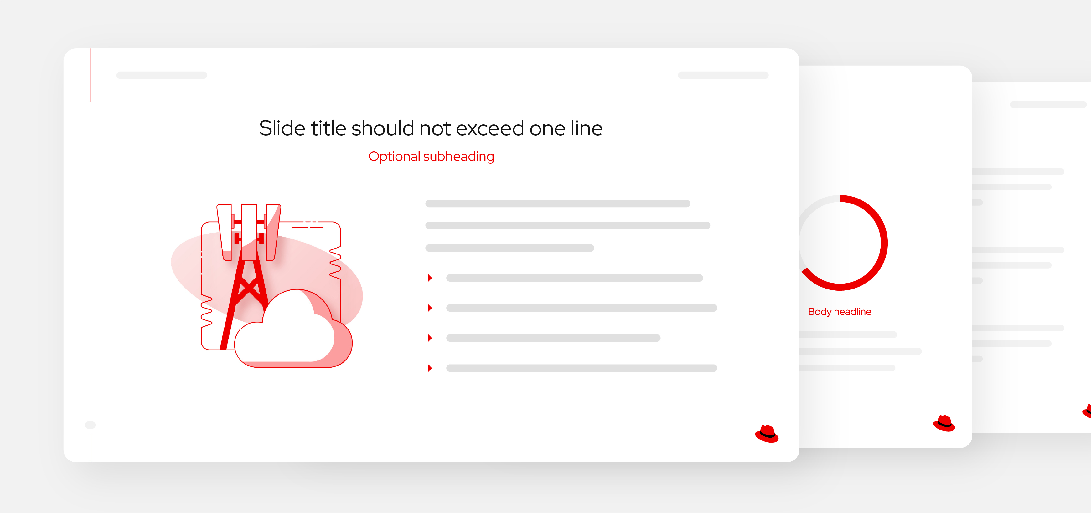 Examples of Red Hat slide templates.