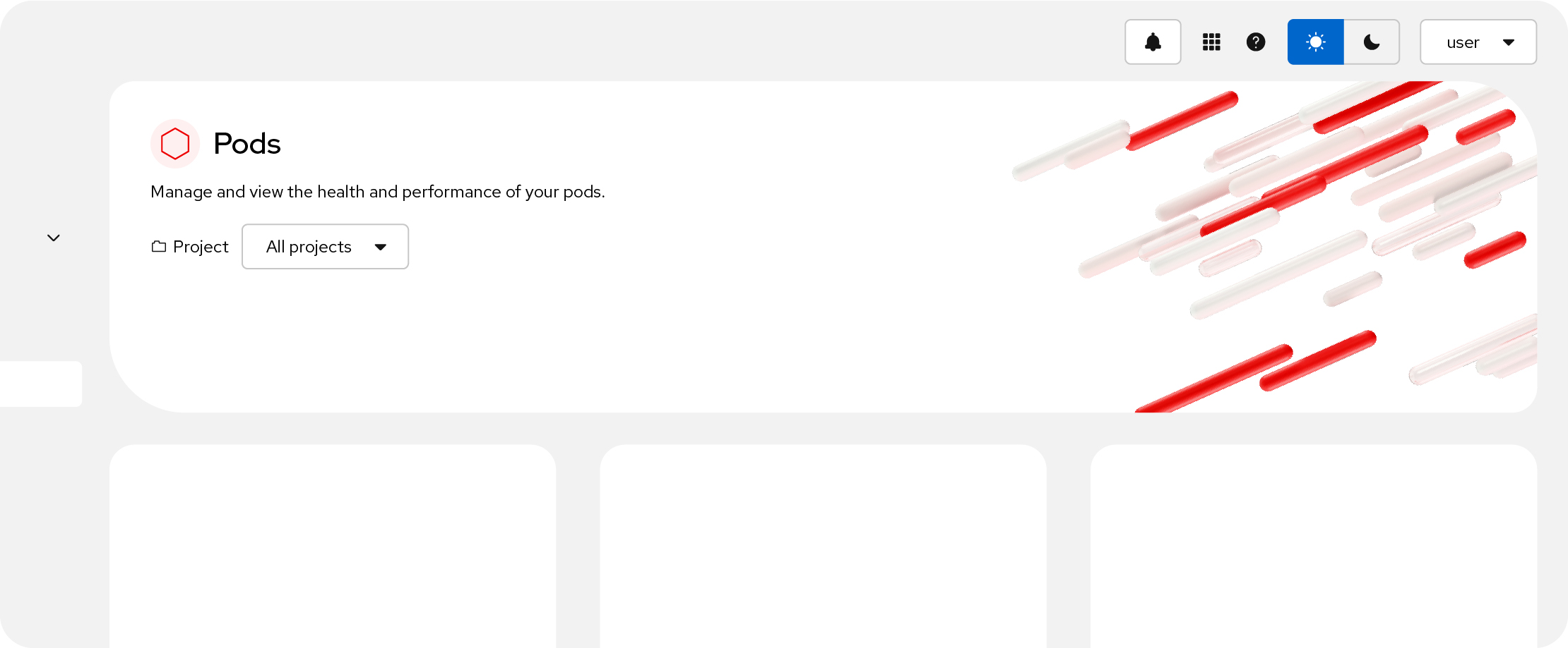 A screenshot of a web interface using the container icon and 3D app platform art.