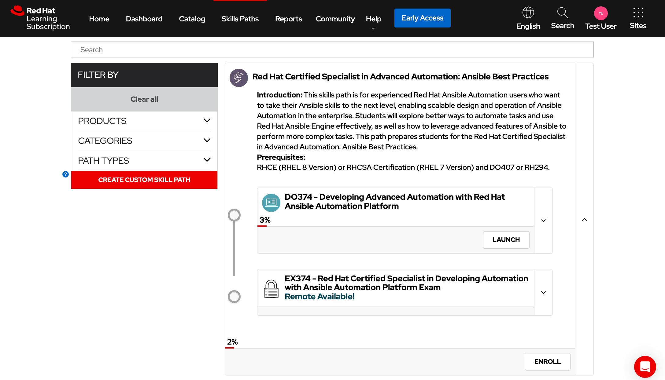 Image of Red Hat Learning Subscription basic skills path