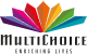 MultiChoice logo with a multicolored fan graphic above the name and the tagline Enriching Lives