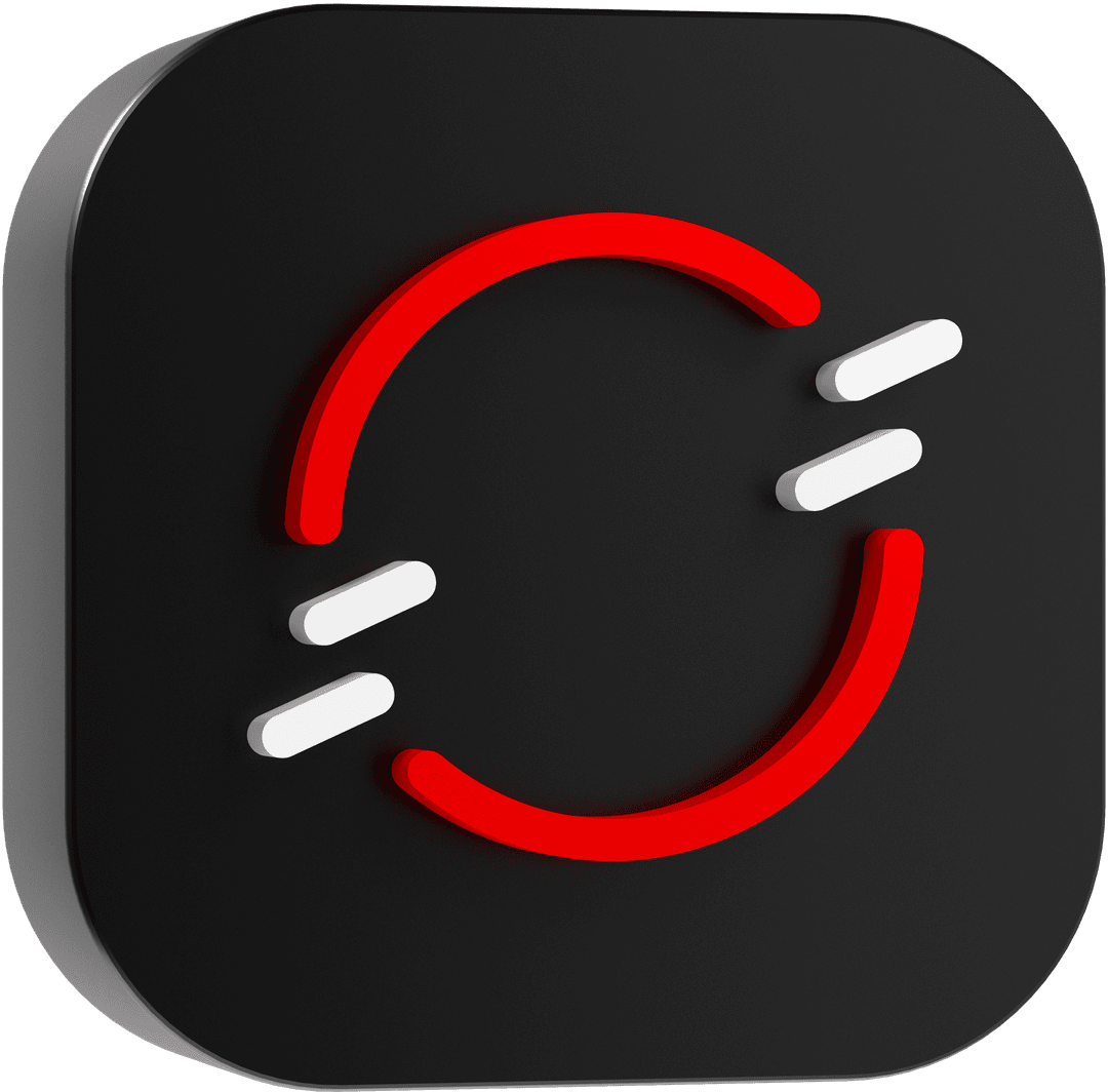 Agile Integration icon with red arcs and white lines swapping places in a continuous cycle