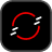 Agile integration concept icon showing data flowing around a red circular path