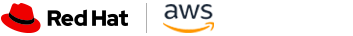 Red Hat logo and AWS logo lockup