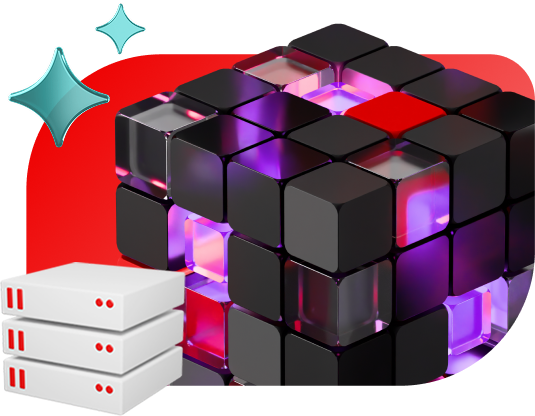 Red Hat AI 3d cubes with server icon