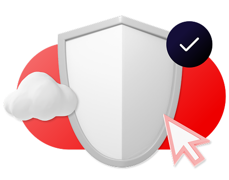 Cloud, shield, cursor, checkmark collage