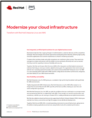 First page of Modernize your IT infrastructure with Red Hat and AWS overview pdf
