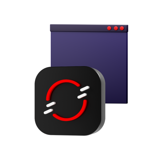 A Digital Transformation icon with a circular symbol in front of an application window
