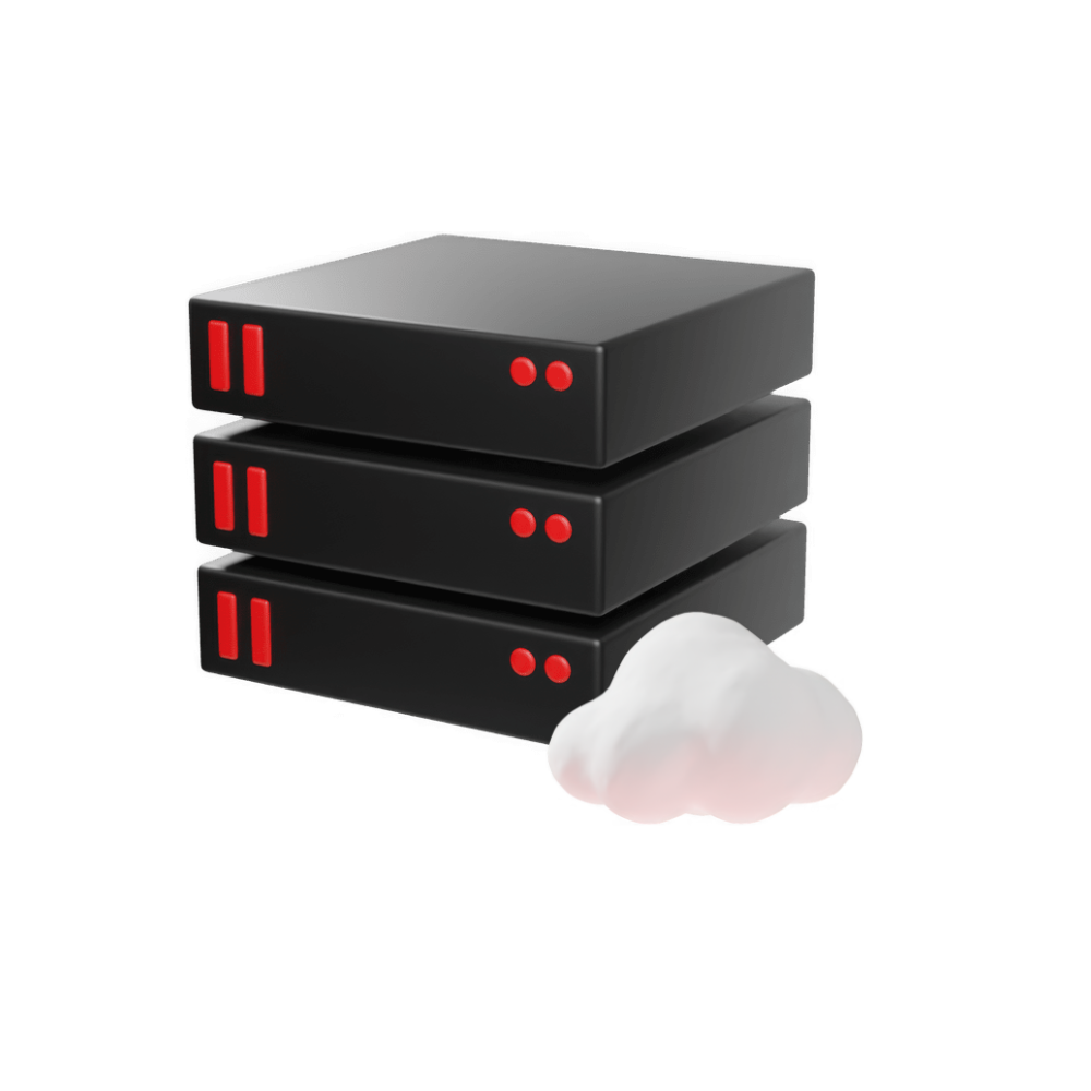 black server stack with white cloud